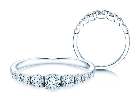 Anello di Fidanzamento 9 Diamonds in 14K oro bianco con diamanti 0,27ct G/SI