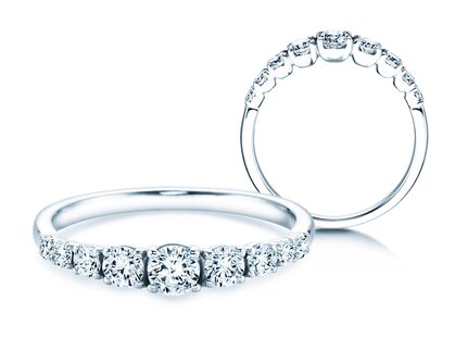 Anello di Fidanzamento 9 Diamonds in 14K oro bianco con diamanti 0,27ct G/SI