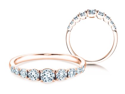 Anello di Fidanzamento 9 Diamonds in 18K oro rosa con diamanti 0,27ct G/SI