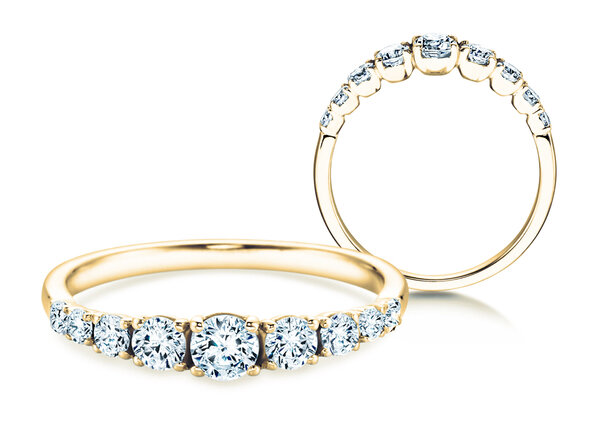 Anello di Fidanzamento 9 Diamonds in 18K oro giallo con diamanti 0,61ct G/SI