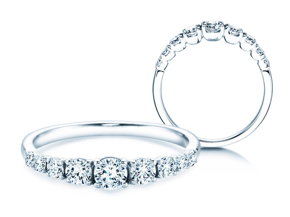 Anello di Fidanzamento 9 Diamonds in 18K oro bianco con diamanti 0,61ct G/SI