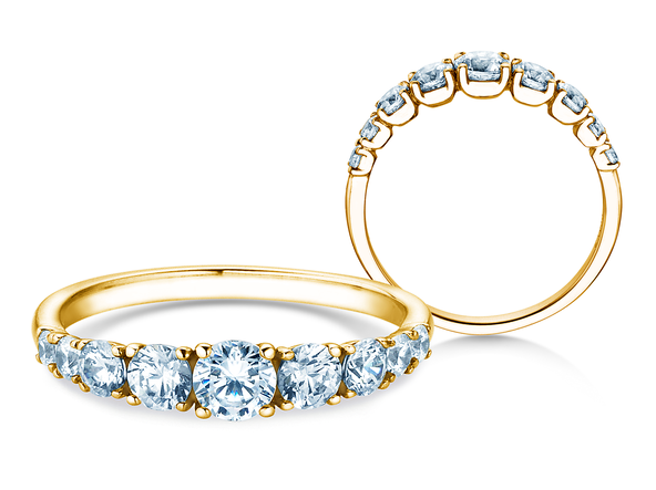 Anello di Fidanzamento 9 Diamonds in 9K oro giallo con diamanti 1,00ct G/SI