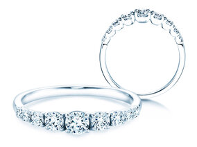 Anello di Fidanzamento 9 Diamonds in 14K oro bianco con diamanti 0,43ct G/SI