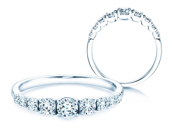 Anello di Fidanzamento 9 Diamonds in oro bianco