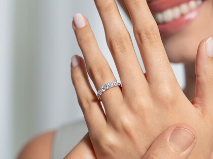 Anello di Fidanzamento 9 Diamonds in 9K oro bianco con diamanti 1,00ct G/SI