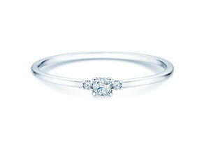 Anello di Fidanzamento Vivid Petite Cushion Cut in 14K oro bianco con diamanti 0,10ct G/SI