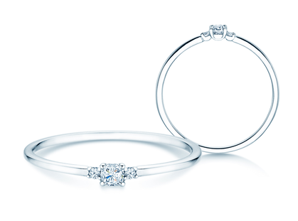 Anello di Fidanzamento Vivid Petite Cushion Cut in 14K oro bianco con diamanti 0,10ct G/SI