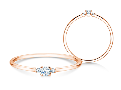 Anello di Fidanzamento Vivid Petite Cushion Cut in 14K oro rosa con diamanti 0,10ct G/SI