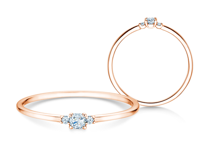 Anello di Fidanzamento Vivid Petite Cushion Cut in 14K oro rosa con diamanti 0,10ct G/SI