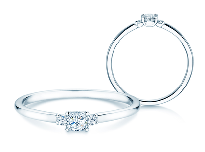 Anello di Fidanzamento Vivid Petite Cushion Cut in oro bianco