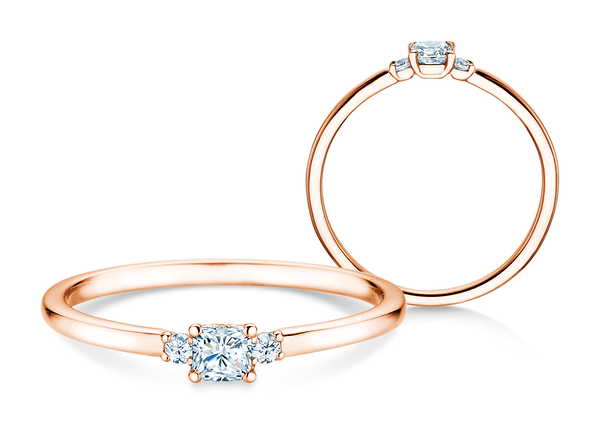 Anello di Fidanzamento Vivid Petite Cushion Cut in oro rosa