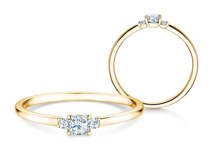Anello di Fidanzamento Vivid Petite Cushion Cut in 14K oro giallo con diamanti 0,20ct G/SI