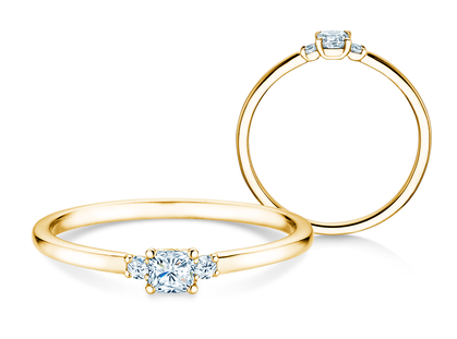 Anello di Fidanzamento Vivid Petite Cushion Cut in oro giallo