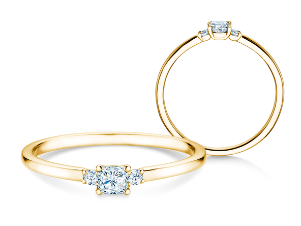 Anello di Fidanzamento Vivid Petite Cushion Cut in 14K oro giallo con diamanti 0,20ct G/SI
