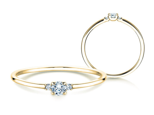 Anello di Fidanzamento Vivid Petite Diamond in 14K oro giallo con diamanti 0,10ct G/SI