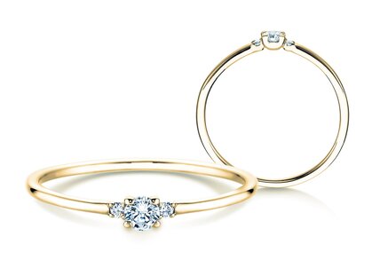Anello di Fidanzamento Vivid Petite Diamond in 14K oro giallo con diamanti 0,10ct G/SI