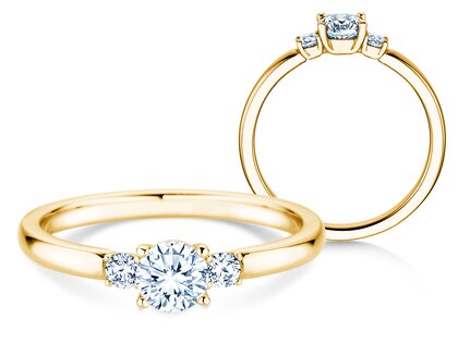 Anello di Fidanzamento  in 9K oro giallo con diamanti 0,40ct G/SI