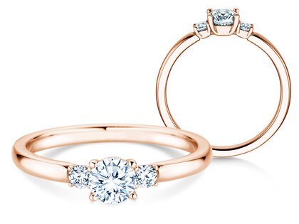 Anello di Fidanzamento  in 9K oro rosa con diamanti 0,40ct G/SI