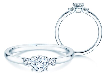 Anello di Fidanzamento  in 9K oro bianco con diamanti 0,40ct G/SI