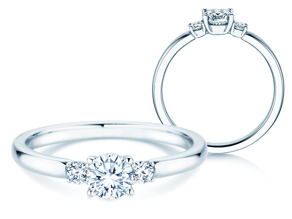 Anello di Fidanzamento  in 9K oro bianco con diamanti 0,40ct G/SI