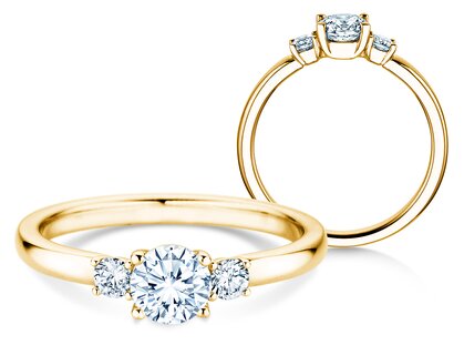 Anello di Fidanzamento Vivid Petite Diamond in 18K oro giallo con diamanti 0,50ct G/SI