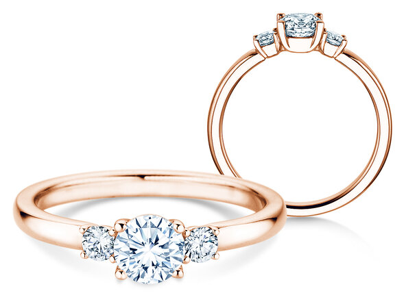 Anello di Fidanzamento  in 9K oro rosa con diamanti 0,50ct G/SI