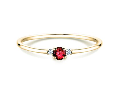 Anello di Fidanzamento Vivid Petite in 14K oro giallo con rubino 0,08ct e diamanti 0,02ct