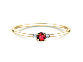 Anello di Fidanzamento Vivid Petite in 14K oro giallo con rubino 0,08ct e diamanti 0,02ct
