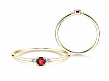 Anello di Fidanzamento Vivid Petite in 14K oro giallo con rubino 0,08ct e diamanti 0,02ct