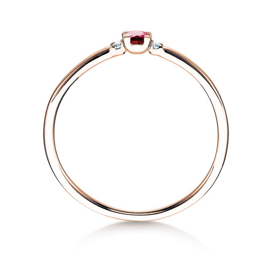 Anello di Fidanzamento  in 9K oro rosa con rubino 0,08ct e diamanti 0,02ct