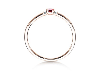 Anello di Fidanzamento  in 9K oro rosa con rubino 0,08ct e diamanti 0,02ct