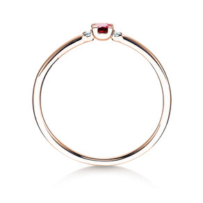 Anello di Fidanzamento  in 9K oro rosa con rubino 0,08ct e diamanti 0,02ct