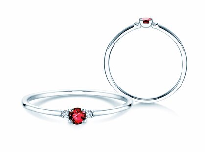 Anello di Fidanzamento Vivid Petite in 14K oro bianco con rubino 0,08ct e diamanti 0,02ct