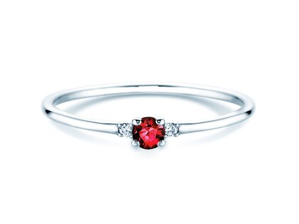 Anello di Fidanzamento Vivid Petite in platino 950/- con rubino 0,08ct e diamanti 0,02ct
