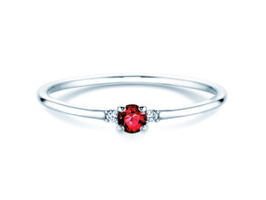Anello di Fidanzamento Vivid Petite in platino 950/- con rubino 0,08ct e diamanti 0,02ct