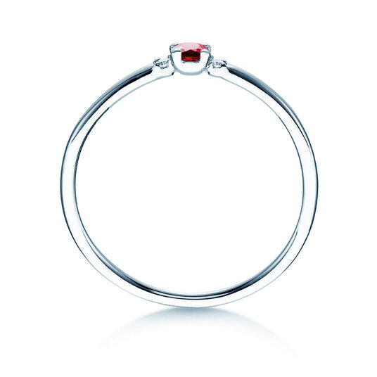 Anello di Fidanzamento Vivid Petite in platino 950/- con rubino 0,08ct e diamanti 0,02ct