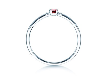 Anello di Fidanzamento Vivid Petite in platino 950/- con rubino 0,08ct e diamanti 0,02ct