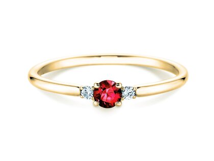 Anello di Fidanzamento Vivid Petite in 14K oro giallo con rubino 0,16ct e diamanti 0,04ct