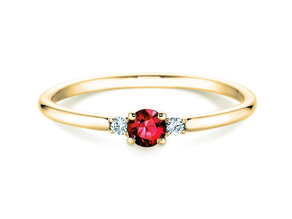 Anello di Fidanzamento Vivid Petite in 14K oro giallo con rubino 0,16ct e diamanti 0,04ct