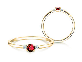 Anello di Fidanzamento Vivid Petite in 14K oro giallo con rubino 0,16ct e diamanti 0,04ct