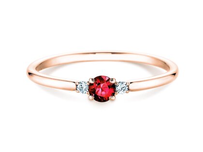 Anello di Fidanzamento Vivid Petite in 14K oro rosa con rubino 0,16ct e diamanti 0,04ct