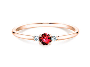 Anello di Fidanzamento Vivid Petite in 14K oro rosa con rubino 0,16ct e diamanti 0,04ct
