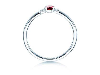 Anello di Fidanzamento Vivid Petite in 14K oro bianco con rubino 0,16ct e diamanti 0,04ct