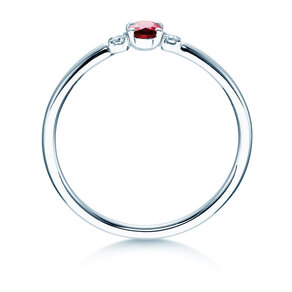 Anello di Fidanzamento Vivid Petite in 14K oro bianco con rubino 0,16ct e diamanti 0,04ct