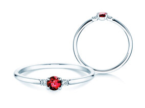 Anello di Fidanzamento Vivid Petite in 14K oro bianco con rubino 0,16ct e diamanti 0,04ct