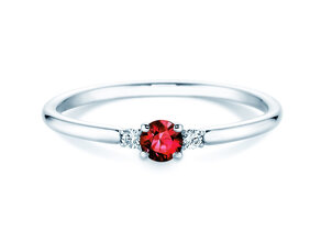 Anello di Fidanzamento Vivid Petite in 14K oro bianco con rubino 0,16ct e diamanti 0,04ct