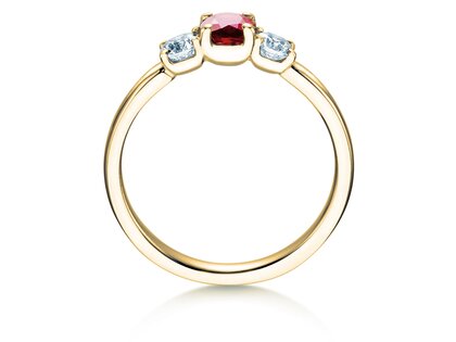 Anello di Fidanzamento  in 9K oro giallo con rubino 0,30ct e diamanti 0,30ct