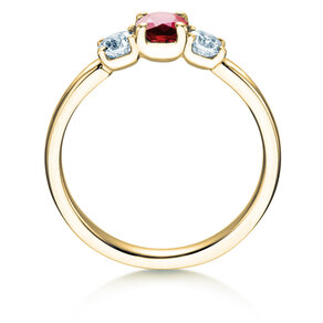Anello di Fidanzamento  in 9K oro giallo con rubino 0,30ct e diamanti 0,30ct