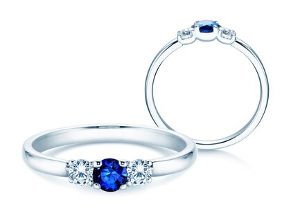Anello di Fidanzamento Vivid Petite in 14K oro bianco con zaffiro 0,20ct e diamanti 0,20ct