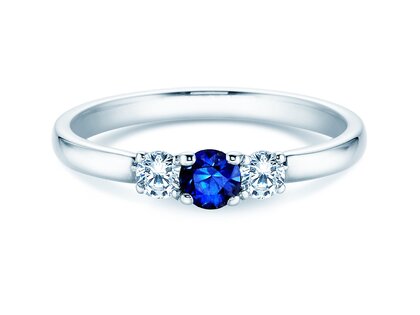 Anello di Fidanzamento Vivid Petite in 14K oro bianco con zaffiro 0,20ct e diamanti 0,20ct